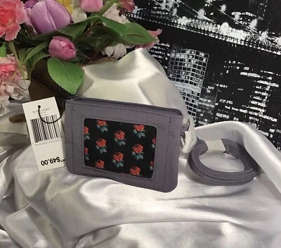 Vera Bradley Microfiber Zip ID Case and Lanyard CARBON GRAY NWT RV$49 - Изображение 1 из 4