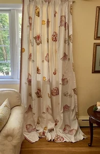 Stunning Shells Print Designer Custom Interlined Pinch Pleat Curtains 98x32 Each - Picture 1 of 15