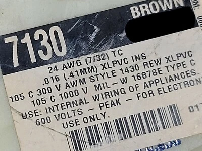 Alpha Wire 7130 #24awg луженая медь UL-1430 XL-PVC подключаемый провод коричневый /50 футов - Изображение 1 из 4