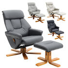 Ergonomic Swivel Recliner Sofa Chair PU Leather Armchair Lounger w Footstool Set