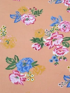 Rose Floral Rayon Challis Fabric Peach By the Yard - Picture 1 of 2
