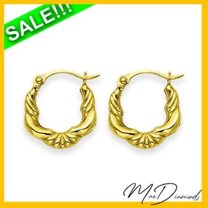 Fancy Hollow Design1 Hoop Earrings in 14K Yellow Gold NOW ON SALE! - Bild 1 von 4