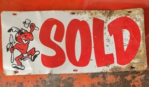 Vintage Immobilien Metall verkauft Schild mit springendem Indianer - Bild 1 von 4