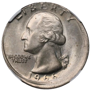 1966 Washington Quarter NGC MS-64 Struck 10% Off Center Mint Error - Picture 1 of 9