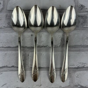 Oneida Community Silver QUEEN BESS II Tudor Silverplate Soup Spoons Set of 4 - Picture 1 of 4