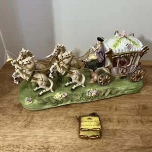 1950s Capodimonte Porcelain Horse Drawn Royal Cinderella Carriage Italy - Picture 1 of 13