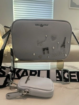 Bolso Bandolera Karl Lagerfeld Paris Maybelle Azul Hielo con Bolsa Nuevo con Etiquetas $178 Foto 1 de 4