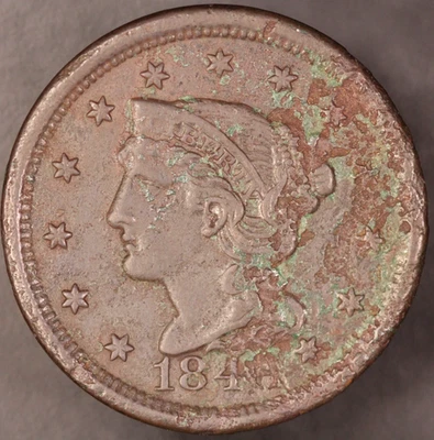 1848 - BRAIDED HAIR- LARGE CENT - LOT CC-128 - Image 1 of 2