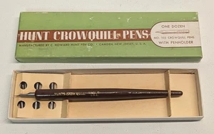 Vintage Hunt Crowquill No.102 w/penholder/original box with one dozen nibs - NOS - Picture 1 of 5