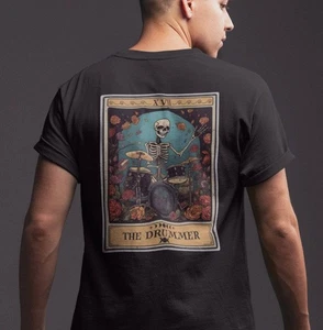 The Drummer Tarot Card Shirt, Skeleton Drum Player - Picture 1 of 20