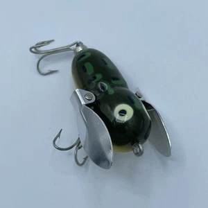 Vintage Heddon Tiny Crazy Crawler Topwater Fishing Lure Frog Color Green Yellow - Picture 1 of 6