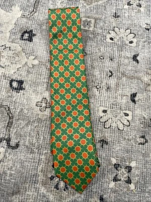 Corbata TED BAKER Hombre Usada Hecha en ITALIA Verde y Naranja Foto 1 de 2