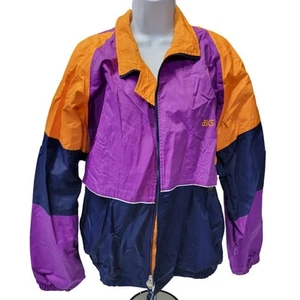 Vintage 90s Asics Full Zip Colorblock Lightweight Windbreaker Jacket Mens XXL - Picture 1 of 5