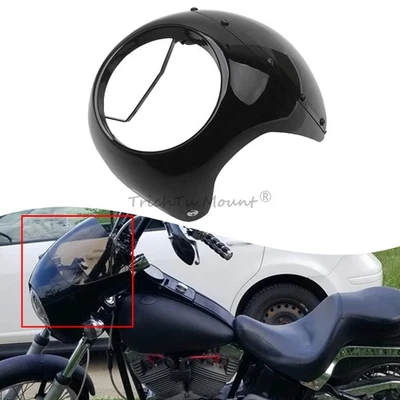 7" Headlight Fairing Windshield Windscreen Kits For Cafe Racer Chopper Honda BMW - Image 1 of 4