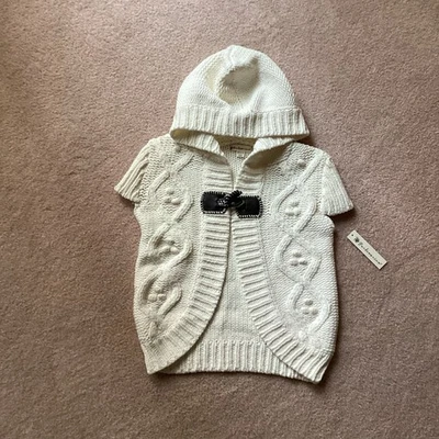 NWT PANDEMONIUM GIRLS 10-12 HEAVY KNIT SWEATER/ SHRUG, SHORT SLEEVED, IVORY - Image 1 of 4