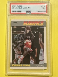 Fleer Atlanta Hawks 1987 baloncesto #118 Dominique Wilkins PSA 7 - Imagen 1 de 2