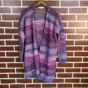 Stunning! Cocogio Italy Purple Wool Mohair Blend Mid Length Open Cardigan Size M - Picture 1 of 7