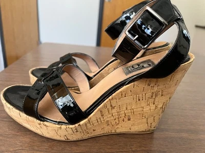 Sandalias de cuña Barneys New York CO-OP CHAROL NEGRO plataforma de corcho EU38 1/2 Foto 1 de 4