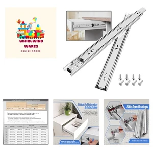 5 Pair Full Extension Ball Bearing Drawer Slides 8 10 12 14 16 18 20 22 24 In... - Picture 1 of 9