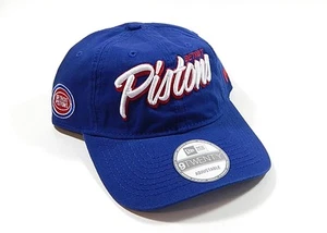 Detroit Pistons Core Script Retro Logo Blue New Era 9Twenty Belt Dad Hat Cap - Picture 1 of 3