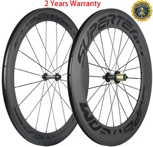 700C Front 60mm+Rear 88mm Carbon Wheels Road Bike 60+88mm Clincher 23mm Width 3K - Picture 1 of 12