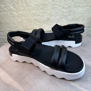 Sandalias planas de cuero negras Sorel VIIBE para mujer talla 10,5 zapatos informales ajustables - Imagen 1 de 11