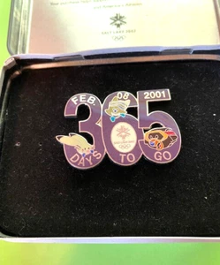 SALT LAKE CITY OLYMPICS PIN 3 MASCOTS COPPER COAL POWDER 365 COUNTDOWN #D BOXED - Picture 1 of 3