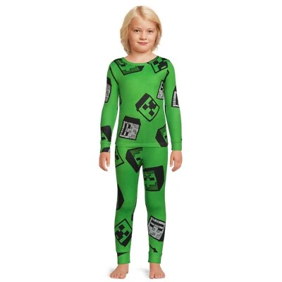 Minecraft Niño 2 Piezas Manga Larga Pijama PJ Ropa de Dormir Conjunto Talla 4 Verde Foto 1 de 4