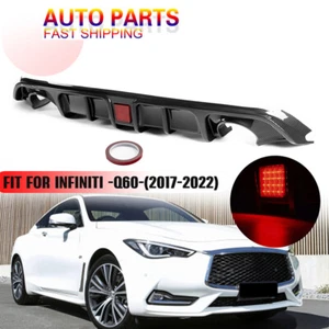 Alerón divisor difusor de labios parachoques trasero de fibra de carbono para Infiniti Q60 17-22 EE. UU. - Imagen 1 de 8