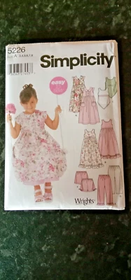 SIMPLICITY EASY SEWING PATTERN 5226 SIZE A 3-8 DRESSES, PANTS AND SHORTS UNCUT - image 1 of 2