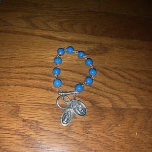 Mother Mary Holy Family Catholic Rosary Turquoise Tiffany Toggle Bracelet ❤️tb - Picture 1 of 6