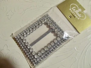 VtG NOS Glitzy 2-3/4" Rectangular Rhinestone Belt Buckle makes a Great Frame! - Picture 1 of 5