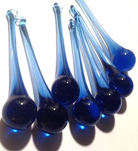 Raindrop Glass Crystals 75MM Medium Blue - 10 PCS  (P144) - Picture 1 of 5