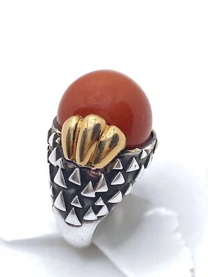 Anillo Dian Malouf ESTATE Jaspe Rojo 14K Plata Esterlina Cúpula Foto 1 de 4