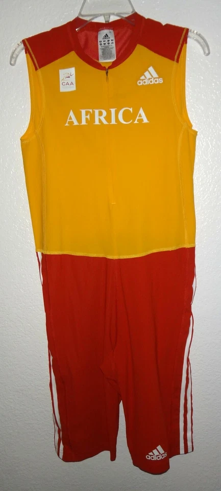 NEW MENS 42/44 ADIDAS AUTHENTIC AFRICA CAA TRACK RUNNING SPEEDSUIT SINGLET PRO - Image 1 of 4