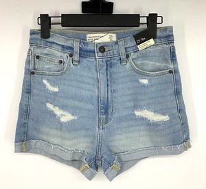 Abercrombie & Fitch Denim Shorts Womens Size 25 Regular High Rise Distress Cuff - Picture 1 of 8