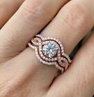 2Ct Round Cut Lab Created Diamond Trio Engagement Ring Set 14K Rose Gold Plated