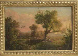 Painting picture PAINTING Oil on canvas HOLY CHARACTER IN MEDITATION 1700 - Picture 1 of 3