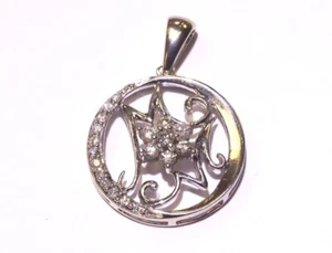 Colgante con dije redondo de diamantes de oro blanco de 14k 3,6 g damas .33 quilates SI2H ESTATE VINTAGE - Imagen 1 de 6