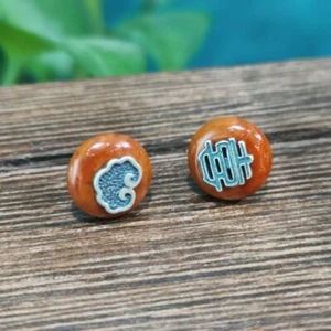100% Handcrafted Natural Hotan Jade Agate Earrings for Women 925 Silver 114 - Picture 1 of 8