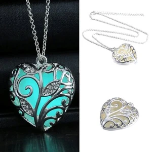 Collar mágico Árbol de la Vida azul agua: Brillo en la oscuridad Colgante Amor Artículo de regalo - Imagen 1 de 6