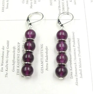 BAILYSBEADS edle designer lila Granat-Ohrringe Ohrhänger Klappbrisuren neu P09s - Bild 1 von 2