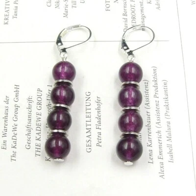 BAILYSBEADS edle designer lila Granat-Ohrringe Ohrhänger Klappbrisuren neu P09s - Bild 1 von 2