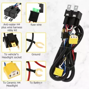 For Jeep Cherokee XJ YJ H4 LED Headlight Brightness Intensifier Wiring Harness - Picture 1 of 12
