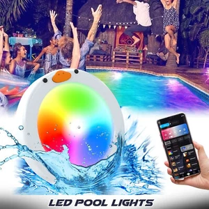 10W LED Pool Lights with APP Control,IP68 Waterproof 16 Color,White(No Remote)a - Picture 1 of 8
