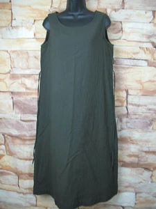 *Eileen Fisher Gr. S grünes langes Kleid strukturiert Rundhals ärmellos hinten zum Binden - Bild 1 von 10