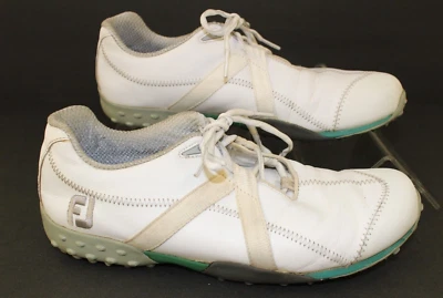 FootJoy Mens 7.5 M Project Lace Up Low Top White Leather Golf Shoes 55206 — 第 1/4 张图片