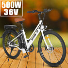Axiniu 500W 26'' Electric Bicycle 7 Speed Beach City Commuter E-Bike 36V White