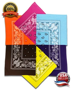 3er Pack Bandana 100% Baumwolle doppelseitig Paisley Schal Taschentuch Armband - Bild 1 von 7