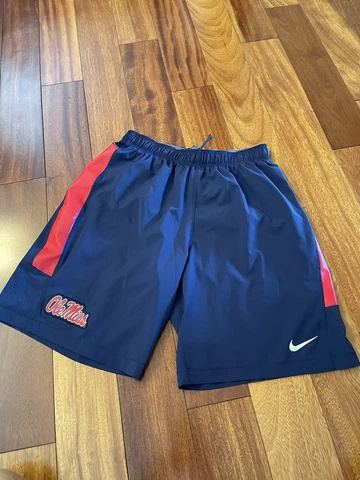 Nike Ole Miss Rebels Men's Shorts Size Large Dri Fit Blue Red NCAA EUC Cover